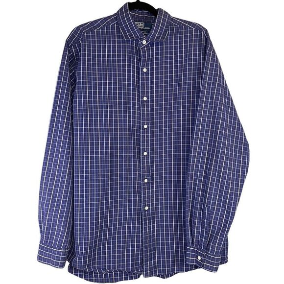 Polo Ralph Lauren Other - Polo by Ralph Lauren Shirt Westerton Mens Large Blue Plaid Vintage Button Up Off